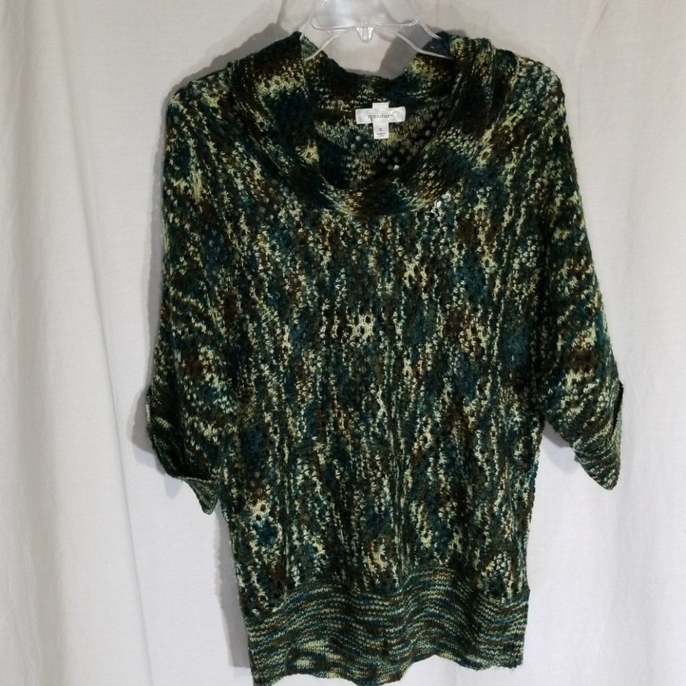 NWT dressbarn XL open knit green/blue/brwn sweater